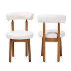 Baxton Studio 2pc Edric Boucle Fabric and Wood Dining Chair Set