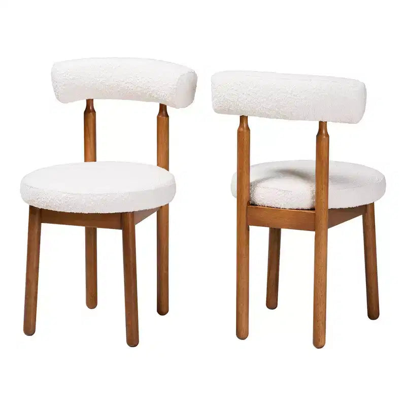 Lot de 2 chaises de salle à manger Edric Baxton Studio en tissu bouclette et bois