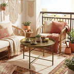 HOMCOM Table Basse Ronde 24 po avec Plateau Marteau, Table d'Appoint Vintage en Métal pour Salon, Chambre à Coucher