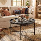 HOMCOM Table Basse Ronde 24 po avec Plateau Marteau, Table d'Appoint Vintage en Métal pour Salon, Chambre à Coucher