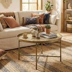 HOMCOM Table Basse Ronde 24 po avec Plateau Marteau, Table d'Appoint Vintage en Métal pour Salon, Chambre à Coucher