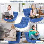 Costway Fauteuil de sol réglable 14 positions pliable Fauteuil de jeu paresseux rembourré Neuf Bleu/Vert/Rose clair/Violet/Noir/Café/Marron clair/Rose/Gris