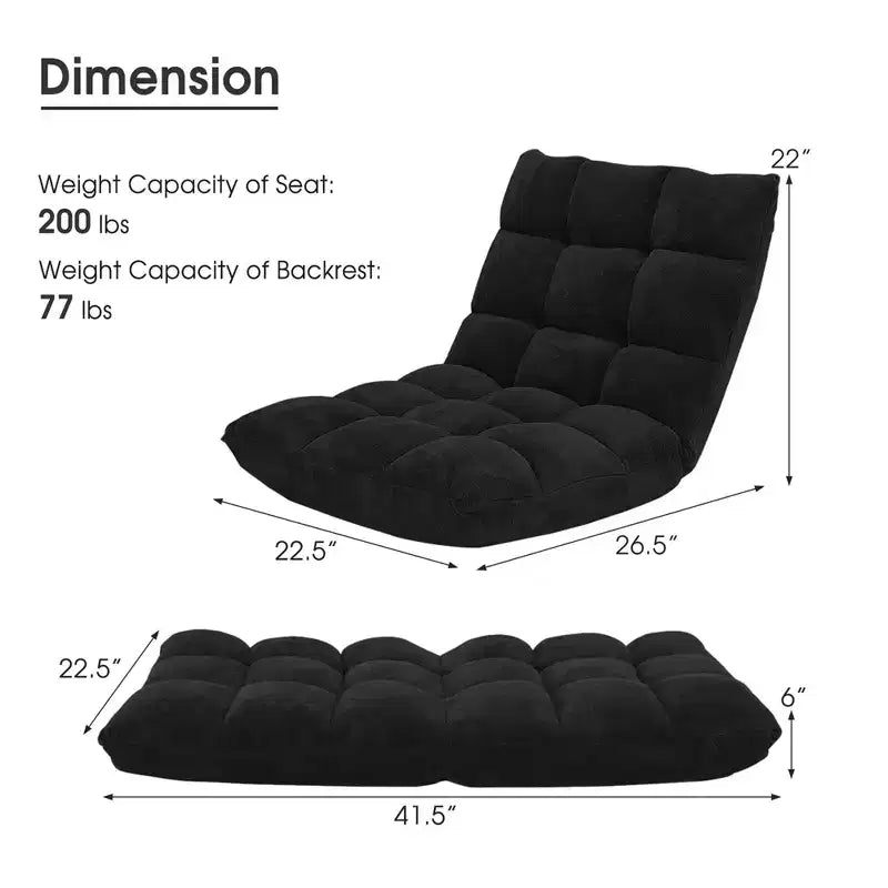 Costway Fauteuil de sol réglable 14 positions pliable Fauteuil de jeu paresseux rembourré Neuf Bleu/Vert/Rose clair/Violet/Noir/Café/Marron clair/Rose/Gris