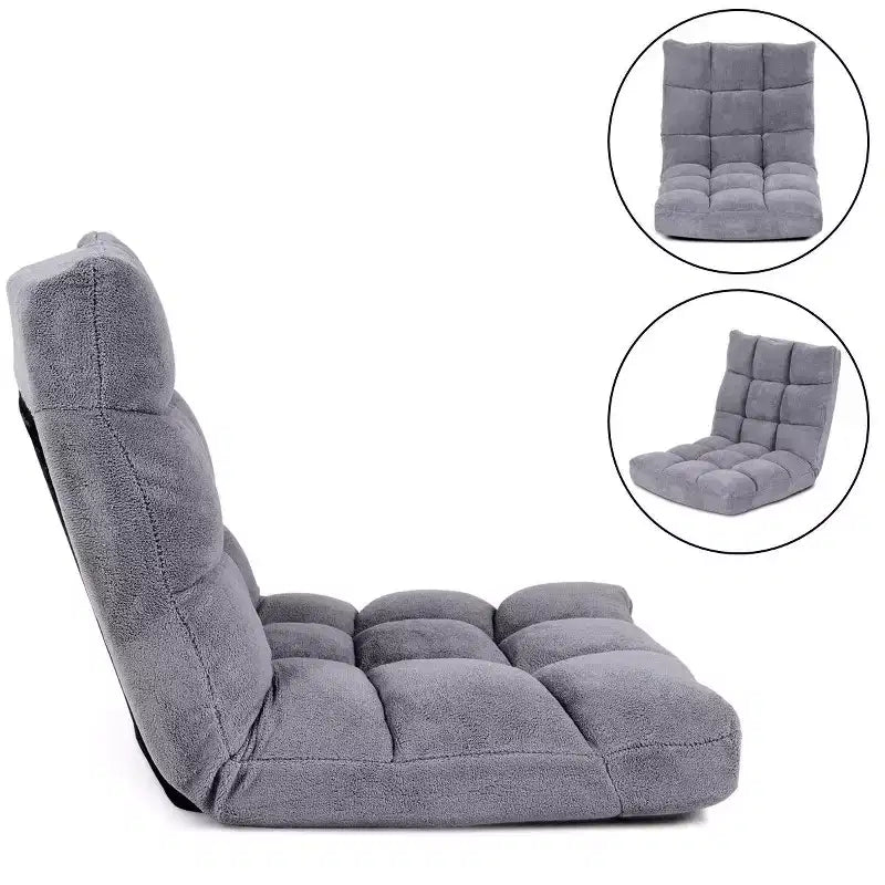 Costway Fauteuil de sol réglable 14 positions pliable Fauteuil de jeu paresseux rembourré Neuf Bleu/Vert/Rose clair/Violet/Noir/Café/Marron clair/Rose/Gris