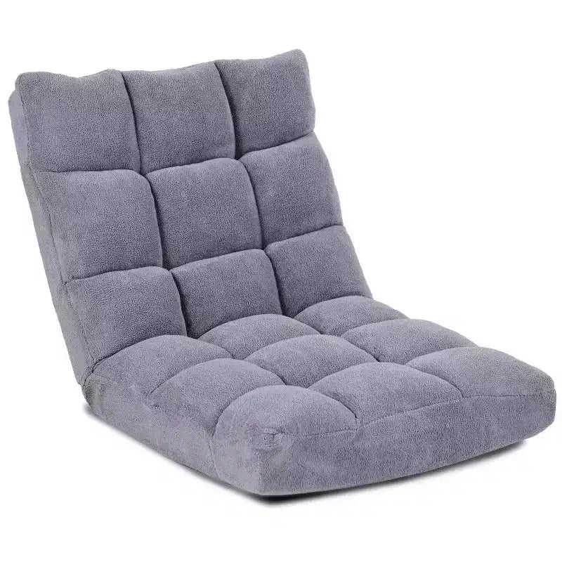 Costway Fauteuil de sol réglable 14 positions pliable Fauteuil de jeu paresseux rembourré Neuf Bleu/Vert/Rose clair/Violet/Noir/Café/Marron clair/Rose/Gris