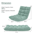 Costway Fauteuil de sol réglable 14 positions pliable Fauteuil de jeu paresseux rembourré Neuf Bleu/Vert/Rose clair/Violet/Noir/Café/Marron clair/Rose/Gris