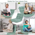 Costway Fauteuil de sol réglable 14 positions pliable Fauteuil de jeu paresseux rembourré Neuf Bleu/Vert/Rose clair/Violet/Noir/Café/Marron clair/Rose/Gris