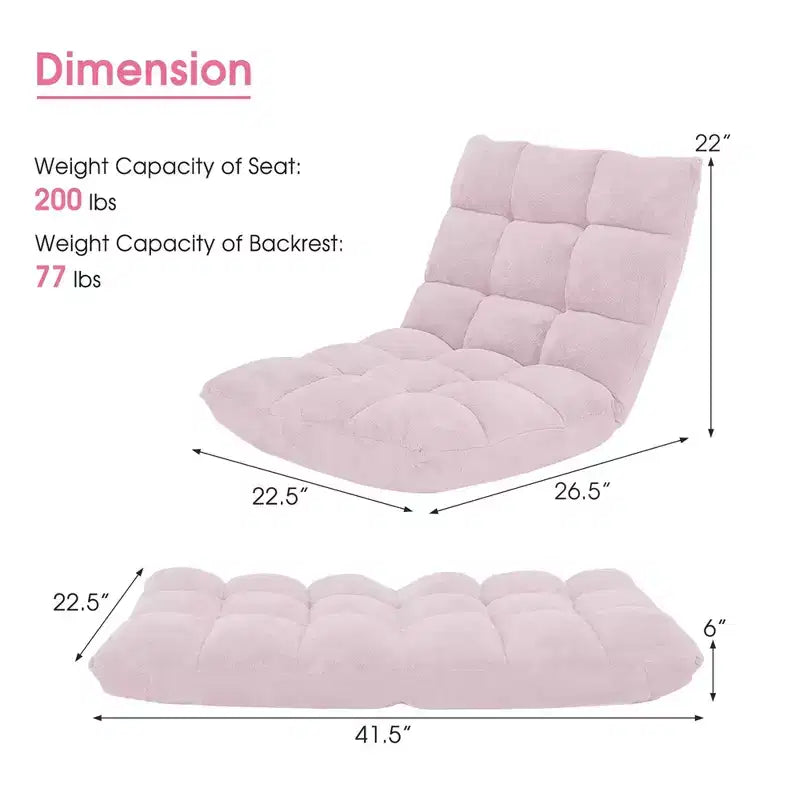 Costway Fauteuil de sol réglable 14 positions pliable Fauteuil de jeu paresseux rembourré Neuf Bleu/Vert/Rose clair/Violet/Noir/Café/Marron clair/Rose/Gris