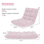 Costway Fauteuil de sol réglable 14 positions pliable Fauteuil de jeu paresseux rembourré Neuf Bleu/Vert/Rose clair/Violet/Noir/Café/Marron clair/Rose/Gris