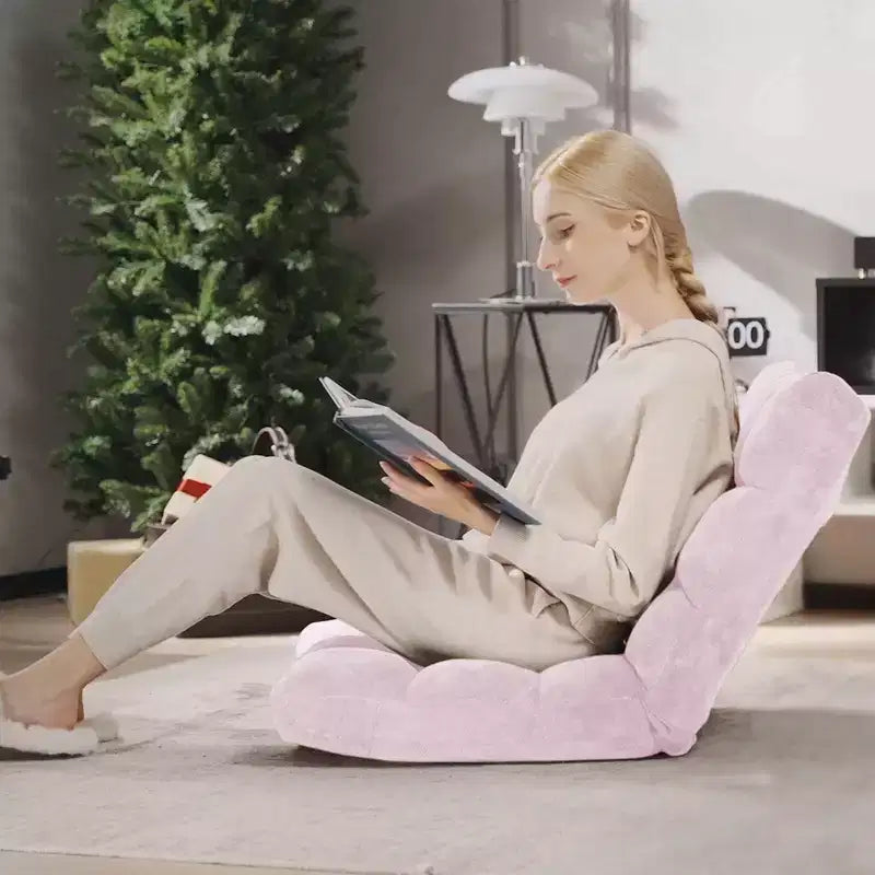 Costway Fauteuil de sol réglable 14 positions pliable Fauteuil de jeu paresseux rembourré Neuf Bleu/Vert/Rose clair/Violet/Noir/Café/Marron clair/Rose/Gris
