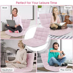 Costway Fauteuil de sol réglable 14 positions pliable Fauteuil de jeu paresseux rembourré Neuf Bleu/Vert/Rose clair/Violet/Noir/Café/Marron clair/Rose/Gris
