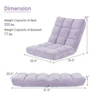 Costway Fauteuil de sol réglable 14 positions pliable Fauteuil de jeu paresseux rembourré Neuf Bleu/Vert/Rose clair/Violet/Noir/Café/Marron clair/Rose/Gris