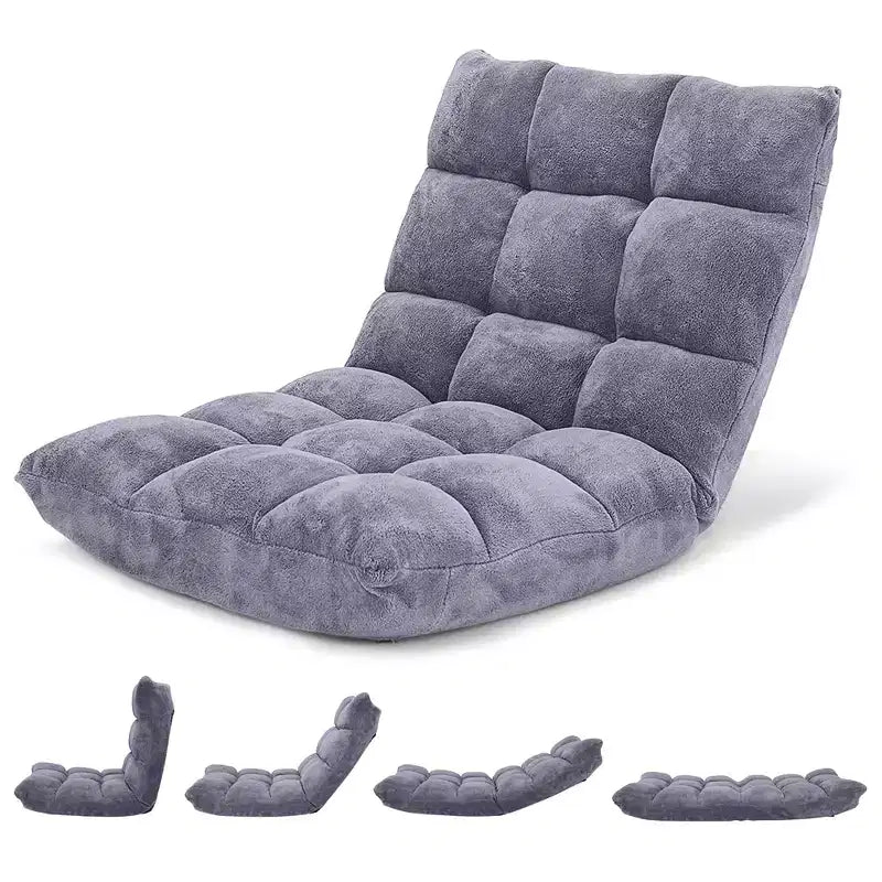 Costway Fauteuil de sol réglable 14 positions pliable Fauteuil de jeu paresseux rembourré Neuf Bleu/Vert/Rose clair/Violet/Noir/Café/Marron clair/Rose/Gris