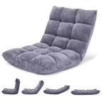 Costway Fauteuil de sol réglable 14 positions pliable Fauteuil de jeu paresseux rembourré Neuf Bleu/Vert/Rose clair/Violet/Noir/Café/Marron clair/Rose/Gris