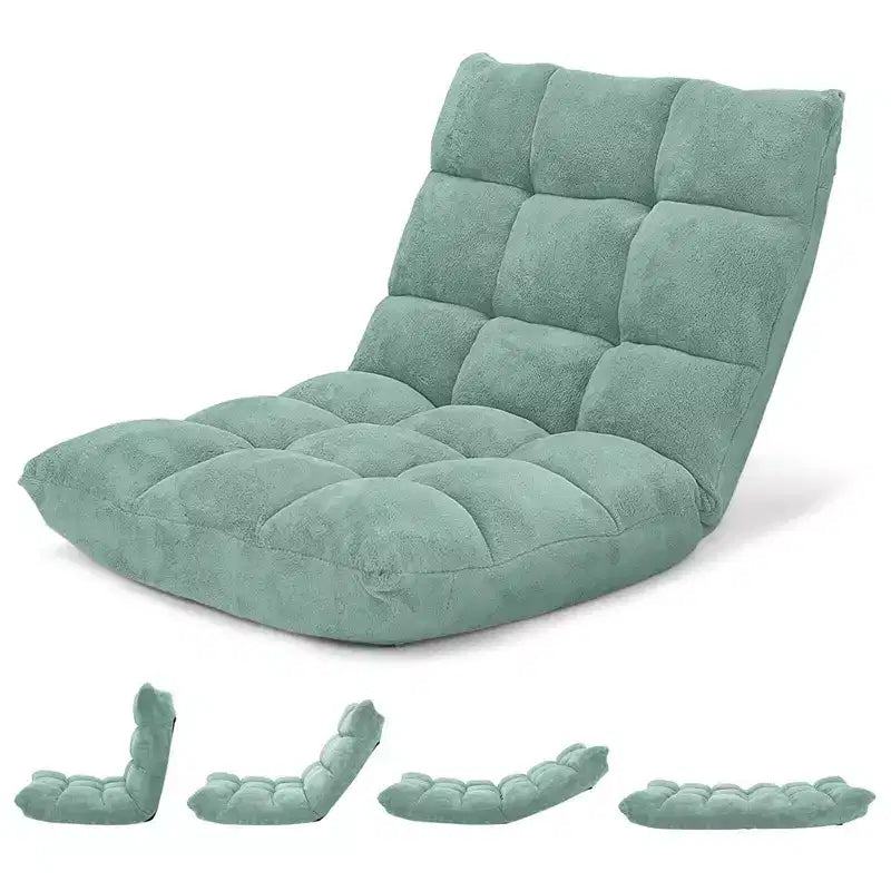 Costway Fauteuil de sol réglable 14 positions pliable Fauteuil de jeu paresseux rembourré Neuf Bleu/Vert/Rose clair/Violet/Noir/Café/Marron clair/Rose/Gris