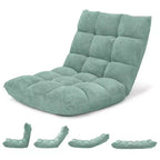 Costway Fauteuil de sol réglable 14 positions pliable Fauteuil de jeu paresseux rembourré Neuf Bleu/Vert/Rose clair/Violet/Noir/Café/Marron clair/Rose/Gris