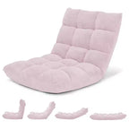 Costway Fauteuil de sol réglable 14 positions pliable Fauteuil de jeu paresseux rembourré Neuf Bleu/Vert/Rose clair/Violet/Noir/Café/Marron clair/Rose/Gris