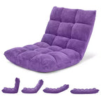 Costway Fauteuil de sol réglable 14 positions pliable Fauteuil de jeu paresseux rembourré Neuf Bleu/Vert/Rose clair/Violet/Noir/Café/Marron clair/Rose/Gris