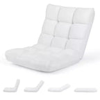 Costway Fauteuil de sol réglable 14 positions pliable Fauteuil de jeu paresseux rembourré Neuf Bleu/Vert/Rose clair/Violet/Noir/Café/Marron clair/Rose/Gris