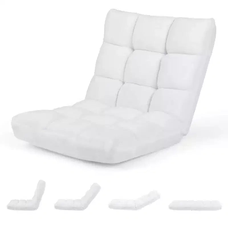 Costway Fauteuil de sol réglable 14 positions pliable Fauteuil de jeu paresseux rembourré Neuf Bleu/Vert/Rose clair/Violet/Noir/Café/Marron clair/Rose/Gris