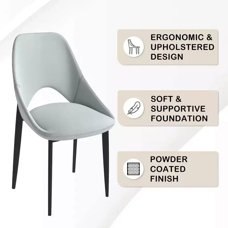 LeisureMod Amalfi Chaise de salle à manger moderne, assise en tissu rembourré avec pieds en métal, chaise d'appoint confortable pour cuisine, salle à manger ou bureau