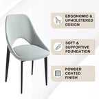 LeisureMod Amalfi Chaise de salle à manger moderne, assise en tissu rembourré avec pieds en métal, chaise d'appoint confortable pour cuisine, salle à manger ou bureau