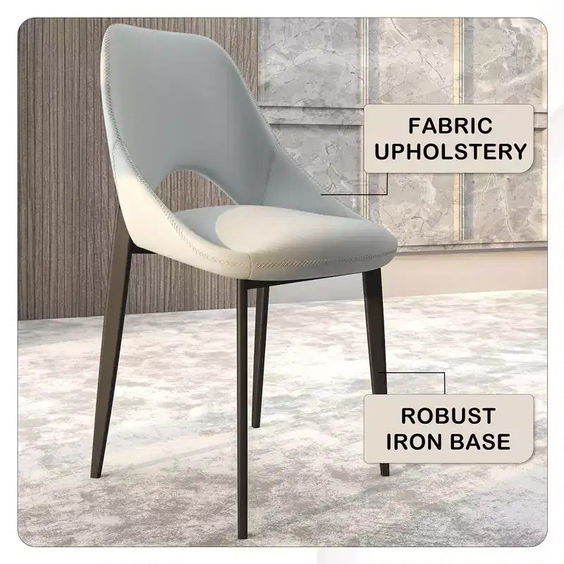 LeisureMod Amalfi Chaise de salle à manger moderne, assise en tissu rembourré avec pieds en métal, chaise d'appoint confortable pour cuisine, salle à manger ou bureau