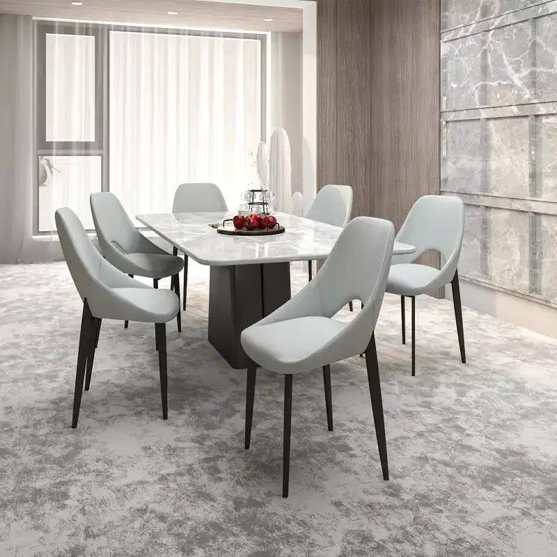 LeisureMod Amalfi Chaise de salle à manger moderne, assise en tissu rembourré avec pieds en métal, chaise d'appoint confortable pour cuisine, salle à manger ou bureau