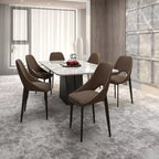 LeisureMod Amalfi Chaise de salle à manger moderne, assise en tissu rembourré avec pieds en métal, chaise d'appoint confortable pour cuisine, salle à manger ou bureau