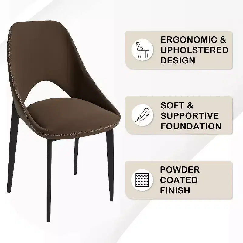 LeisureMod Amalfi Chaise de salle à manger moderne, assise en tissu rembourré avec pieds en métal, chaise d'appoint confortable pour cuisine, salle à manger ou bureau
