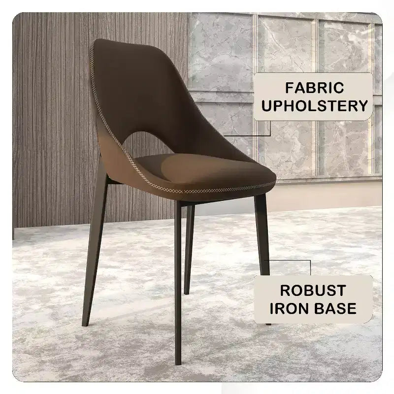 LeisureMod Amalfi Chaise de salle à manger moderne, assise en tissu rembourré avec pieds en métal, chaise d'appoint confortable pour cuisine, salle à manger ou bureau