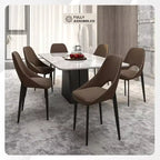 LeisureMod Amalfi Chaise de salle à manger moderne, assise en tissu rembourré avec pieds en métal, chaise d'appoint confortable pour cuisine, salle à manger ou bureau