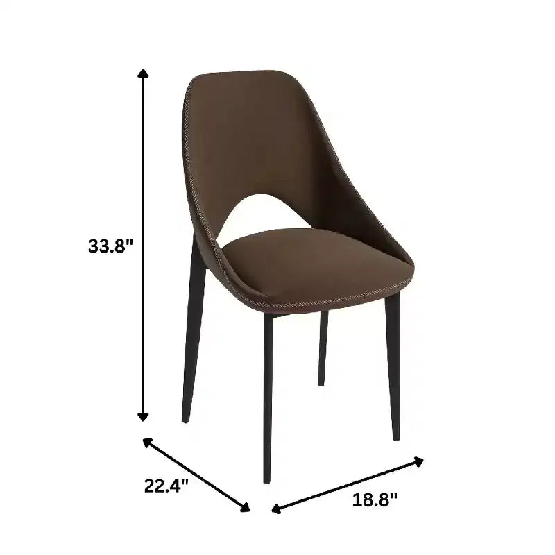 LeisureMod Amalfi Chaise de salle à manger moderne, assise en tissu rembourré avec pieds en métal, chaise d'appoint confortable pour cuisine, salle à manger ou bureau