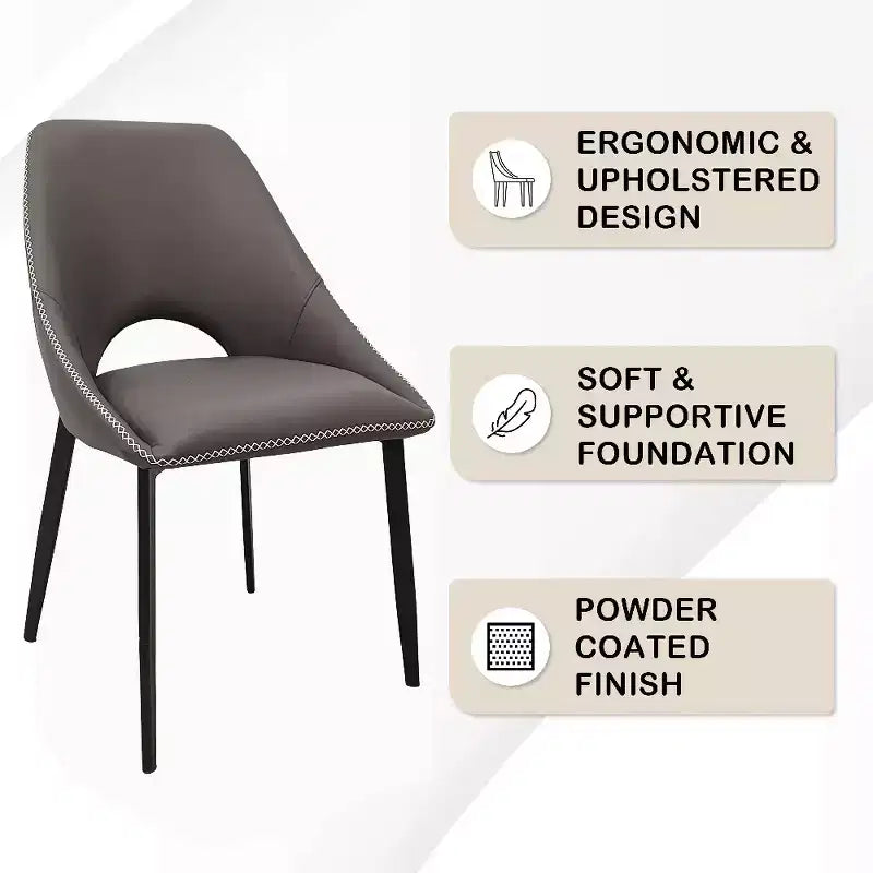 LeisureMod Amalfi Chaise de salle à manger moderne, assise en tissu rembourré avec pieds en métal, chaise d'appoint confortable pour cuisine, salle à manger ou bureau