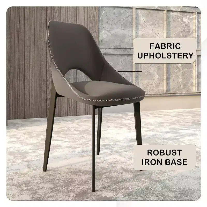 LeisureMod Amalfi Chaise de salle à manger moderne, assise en tissu rembourré avec pieds en métal, chaise d'appoint confortable pour cuisine, salle à manger ou bureau