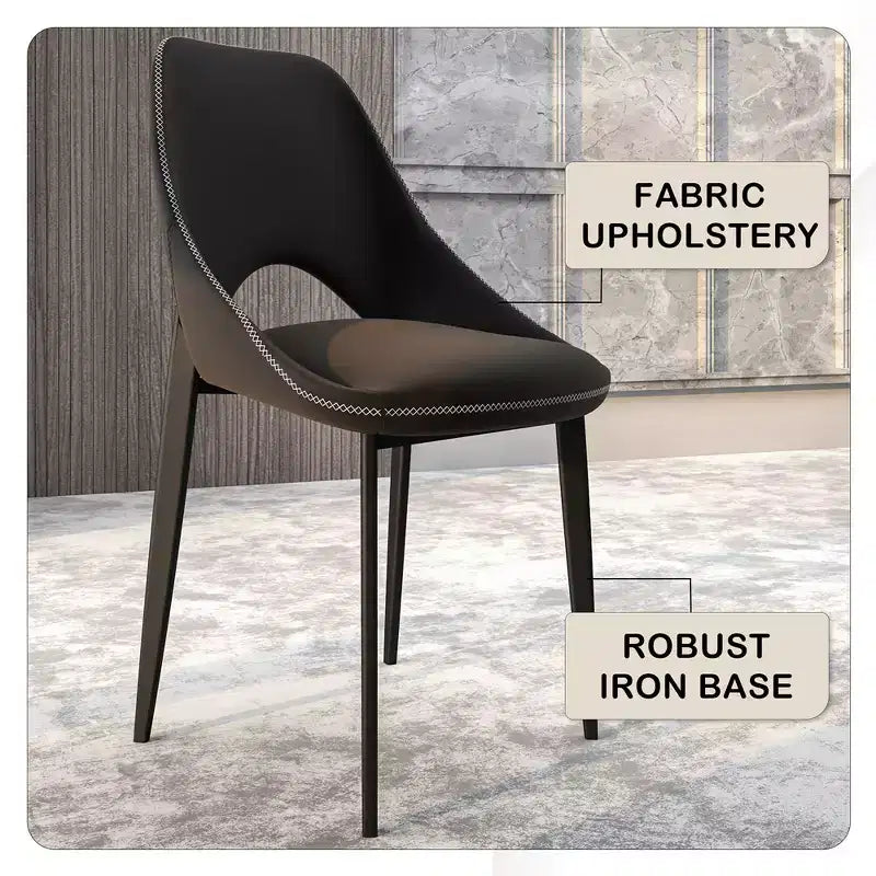 LeisureMod Amalfi Chaise de salle à manger moderne, assise en tissu rembourré avec pieds en métal, chaise d'appoint confortable pour cuisine, salle à manger ou bureau