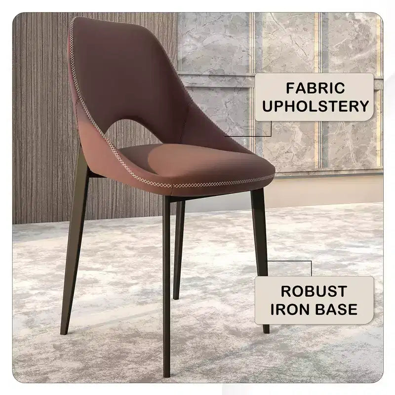 LeisureMod Amalfi Chaise de salle à manger moderne, assise en tissu rembourré avec pieds en métal, chaise d'appoint confortable pour cuisine, salle à manger ou bureau