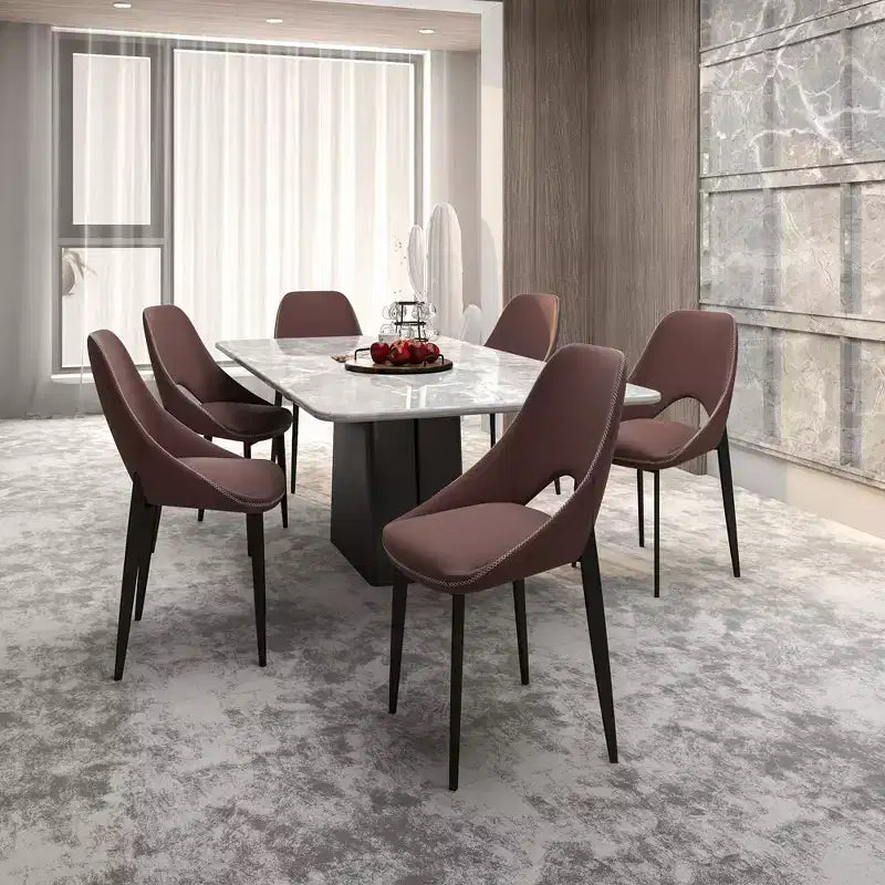 LeisureMod Amalfi Chaise de salle à manger moderne, assise en tissu rembourré avec pieds en métal, chaise d'appoint confortable pour cuisine, salle à manger ou bureau