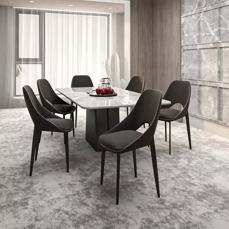 LeisureMod Amalfi Chaise de salle à manger moderne, assise en tissu rembourré avec pieds en métal, chaise d'appoint confortable pour cuisine, salle à manger ou bureau