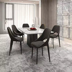 LeisureMod Amalfi Chaise de salle à manger moderne, assise en tissu rembourré avec pieds en métal, chaise d'appoint confortable pour cuisine, salle à manger ou bureau