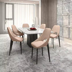 LeisureMod Amalfi Chaise de salle à manger moderne, assise en tissu rembourré avec pieds en métal, chaise d'appoint confortable pour cuisine, salle à manger ou bureau
