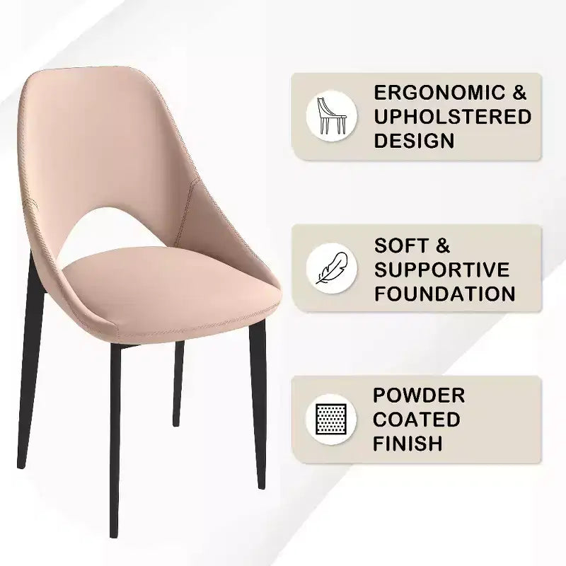 LeisureMod Amalfi Chaise de salle à manger moderne, assise en tissu rembourré avec pieds en métal, chaise d'appoint confortable pour cuisine, salle à manger ou bureau