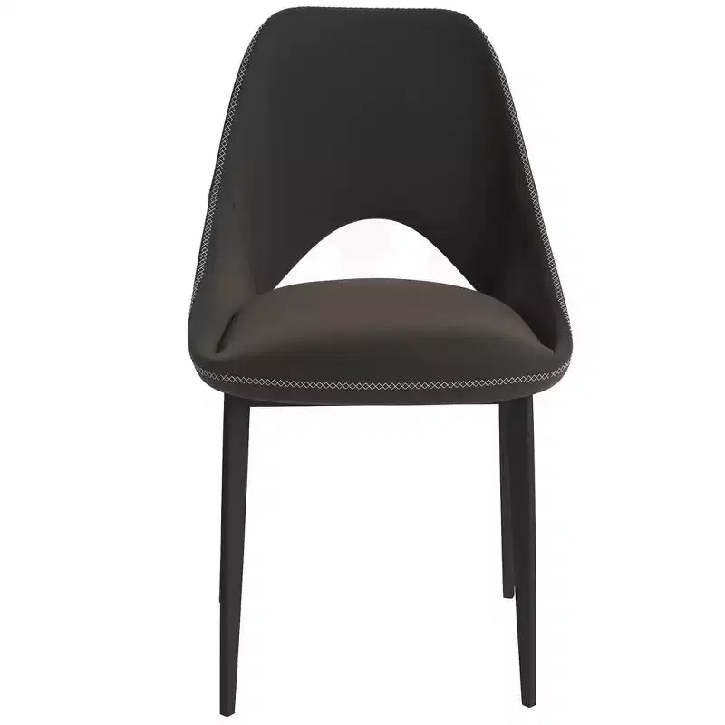 LeisureMod Amalfi Chaise de salle à manger moderne, assise en tissu rembourré avec pieds en métal, chaise d'appoint confortable pour cuisine, salle à manger ou bureau