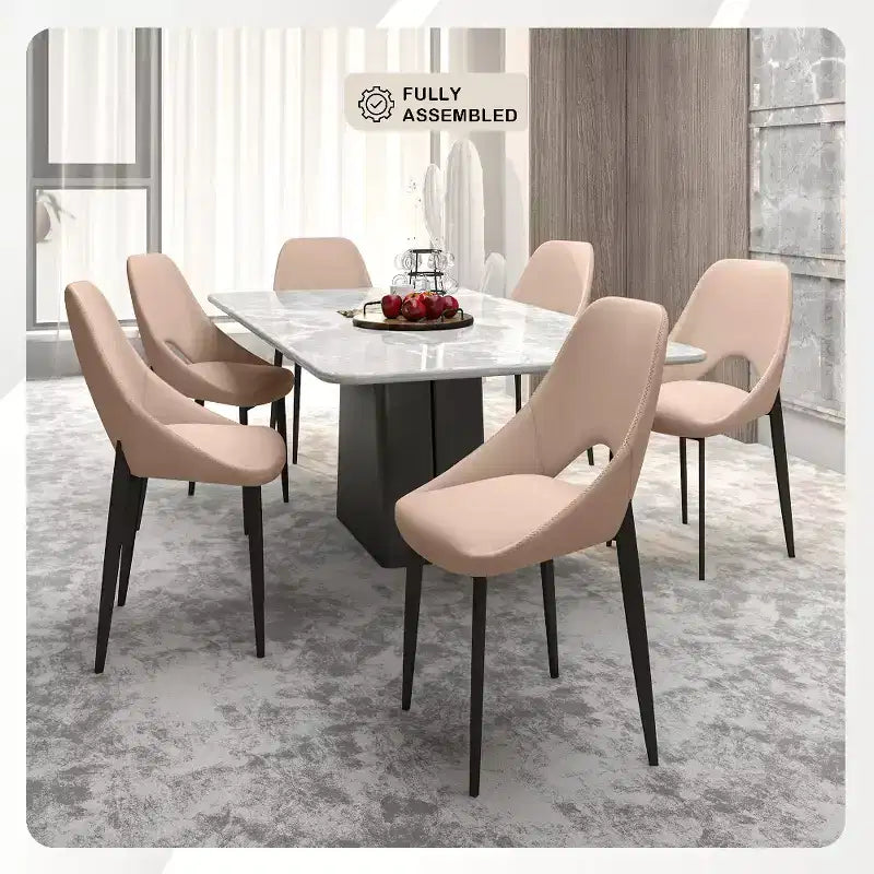 LeisureMod Amalfi Chaise de salle à manger moderne, assise en tissu rembourré avec pieds en métal, chaise d'appoint confortable pour cuisine, salle à manger ou bureau