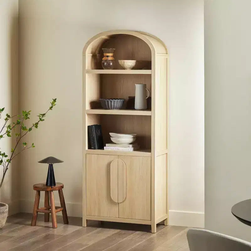 Bibliothèque-armoire Saracina Home de 193 cm avec 3 étagères et dessus arrondi