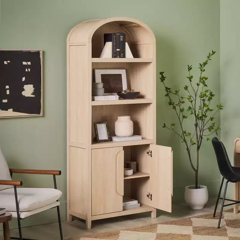 Bibliothèque-armoire Saracina Home de 193 cm avec 3 étagères et dessus arrondi