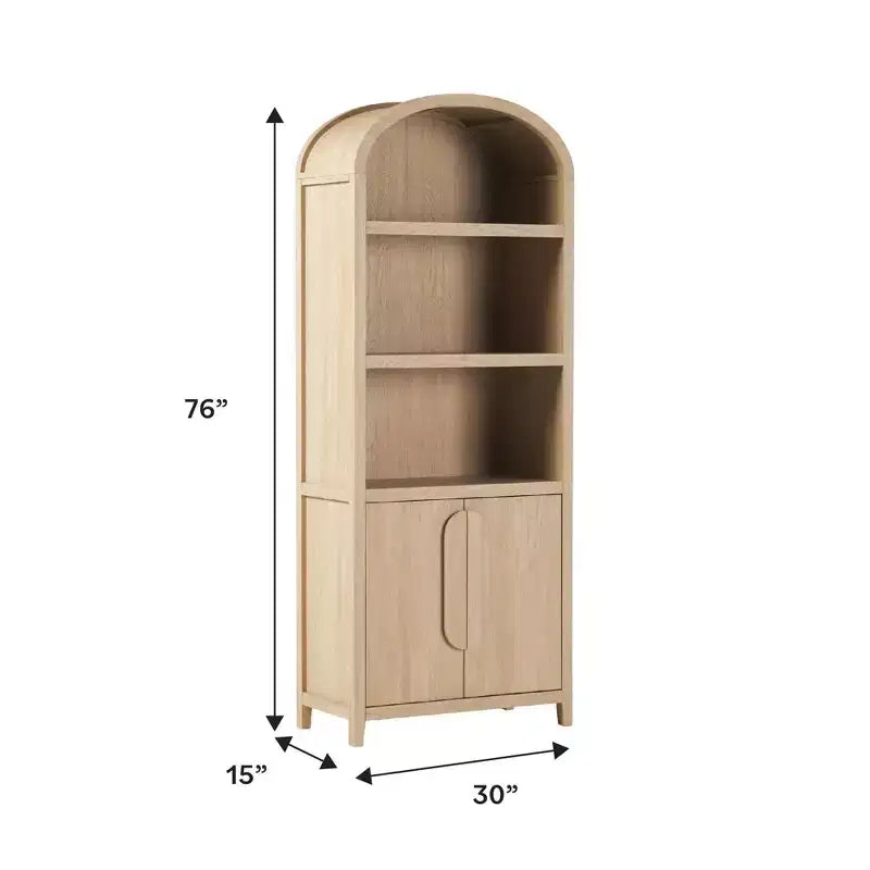 Bibliothèque-armoire Saracina Home de 193 cm avec 3 étagères et dessus arrondi