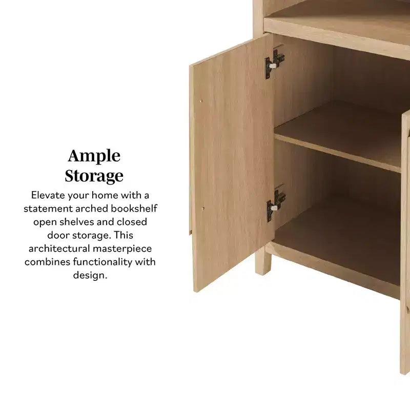 Bibliothèque-armoire Saracina Home de 193 cm avec 3 étagères et dessus arrondi