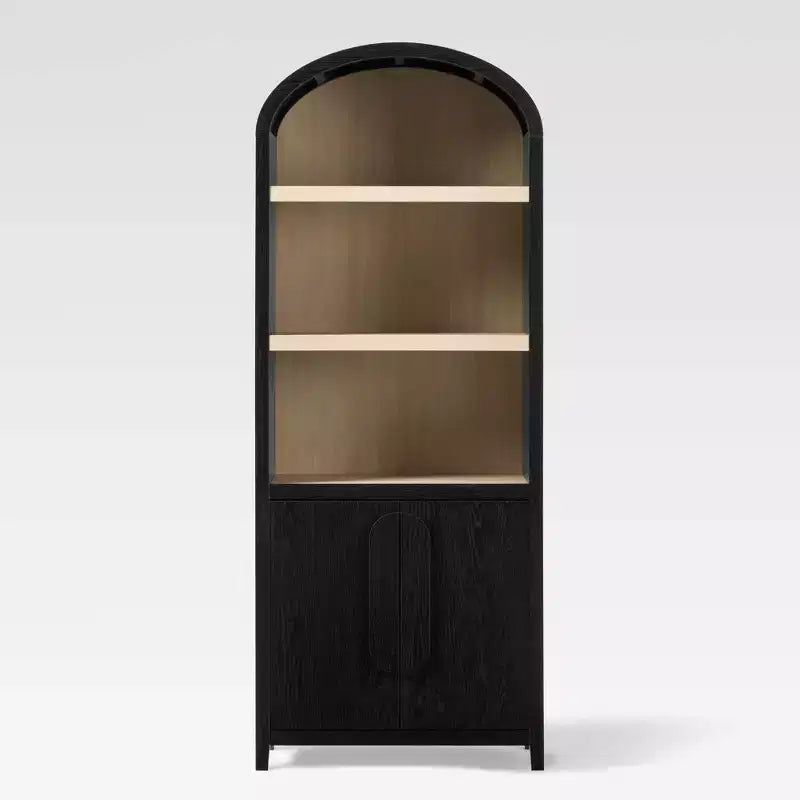 Bibliothèque-armoire Saracina Home de 193 cm avec 3 étagères et dessus arrondi