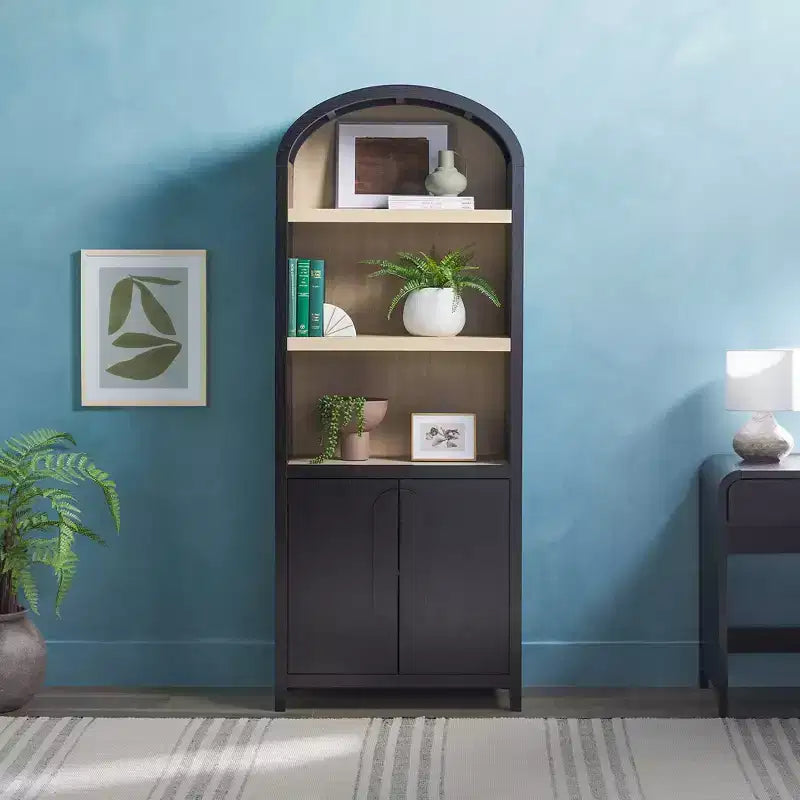 Bibliothèque-armoire Saracina Home de 193 cm avec 3 étagères et dessus arrondi